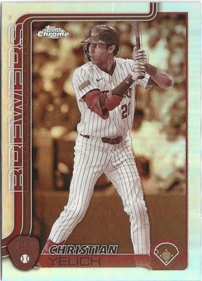 2025 Topps Chrome Christian Yelich #89 Sepia Refractor SP Milwaukee Brewers