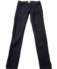 RVCA Pants Women Size 24/27 Black Denim Dark Wash High Rise Skinny Ankle Zip...