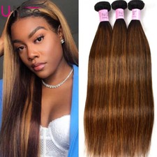 Brazilian Ombre Brown Balayage Straight Bundles Human Hair Extensions Highlights