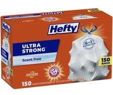Hefty Ultra Strong 13-Gallon Kitchen Drawstring Trash Bags - Scent Free 150 ct.