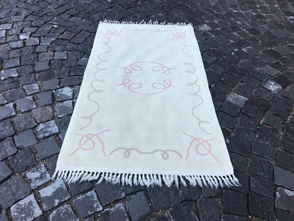 Alfombra antigua turca alfombra bohemia alfombra Oushak alfombra vintage alfombra de lana hecha a mano Foto 4 de 4