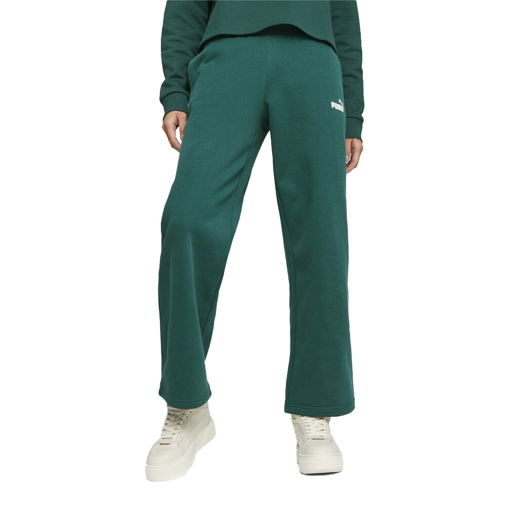 Брюки Puma Ess+ с прямыми штанинами и небольшим логотипом Женские зеленые повседневные спортивные брюки 676