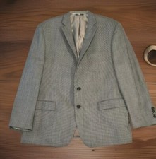 Men's 48 Reg Ralph Lauren Sport Coat Blazer Wool Small Houndstooth Black White