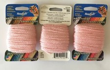 3 NEW Needloft 07 Pink Craft 100 Nylon Yarn For Plastic Canvas 20 Yards each