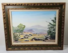 California Desert Landscape By Patricia Livingston 1966 China Lake Oil Painting 