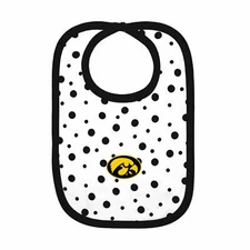 Iowa Hawkeyes Polka Dot  Bib Newborn Baby 100% Cotton Zelcro Closure NEW