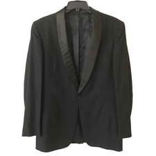 After Six by Rudofker Large Black Lined Tuxedo Jacket W Satin Trim Pleated Pants
