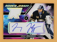 2020-21 SPx Jonas Johansson 070/375 Rookie Jersey Autographs #JJ Buffalo Sabres