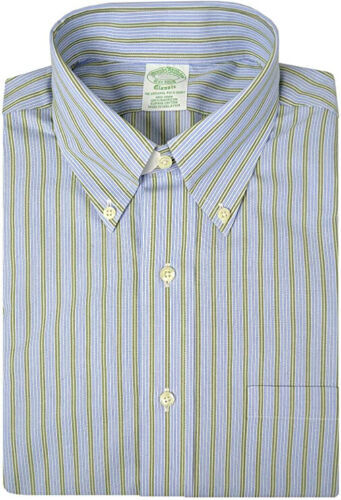 BROOKS BROTHERS 🔥16 1/2==33 SLEEVE==BLUE GREEN & WHITE STRIPED