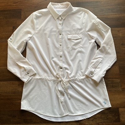 Carve Designs Womens Med Lightweight Button Up White Collared Jacket Ventilated 