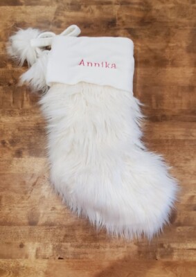 2015 Never Used Pottery Barn Teen Faux Fur  Shaggy Christmas Stocking ANNIKA