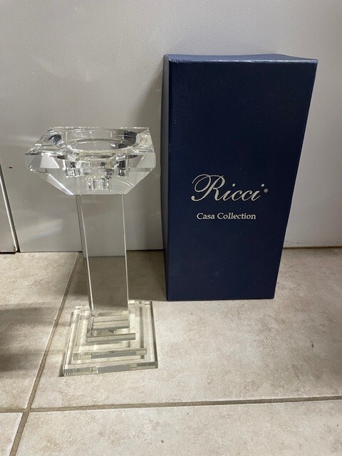 Ricci Crystal Pillar Candleholder. New in Box.