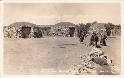 RPPC Jacob Lake AZ Arizona Cedar Ridge Trading Post Hogans Photo Vtg Postcard W7