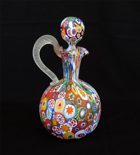 Murano Fratelli Toso Millefiori Cruet w/Stopper Cane Glass - Picture 5 of 16