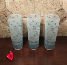 Set of 3 VTG  H J Stotter Acrylic Tall Slim Blue Drinking Glasses Ice Tea 7.5"