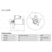 Bosch Anlasser Starter 1.6Kw FüR Mercedes-Benz A-Klasse B-Klasse Vaneo