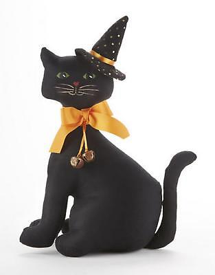 delton 12 twinkle plush black fabric halloween cat with witch hat holiday seasonal halloween