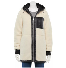 Women's Green With Envy Reversible Sherpa Puffer Coat - Black Msrp $160 (p)