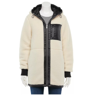 Women's Green with Envy Reversible Sherpa Puffer Coat - Black MSRP $160 (P)