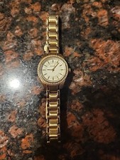 FOSSIL GOLD-TONE CRYSTALS PAVE-ACCENT BRACELET WATCH BQ1446