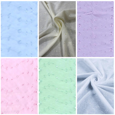 Sedona Designz 60'' Wide Poly Cotton Broadcloth All Over Embroidery Eyelet Fabric
