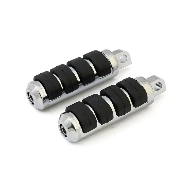 Pedane per Harley Davidson Softail Dyna Sportster Custom Coppia Pedalini Cromate - Immagine 4 di 4