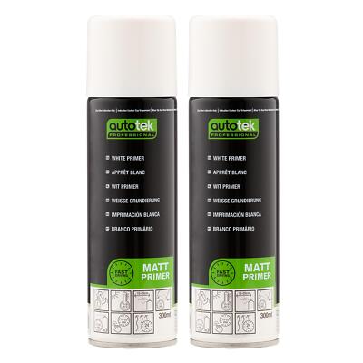 Autotek schnelltrocknende hochdeckende Aerosol-Sprühfarbe weiß Grundierung 300 ml x2