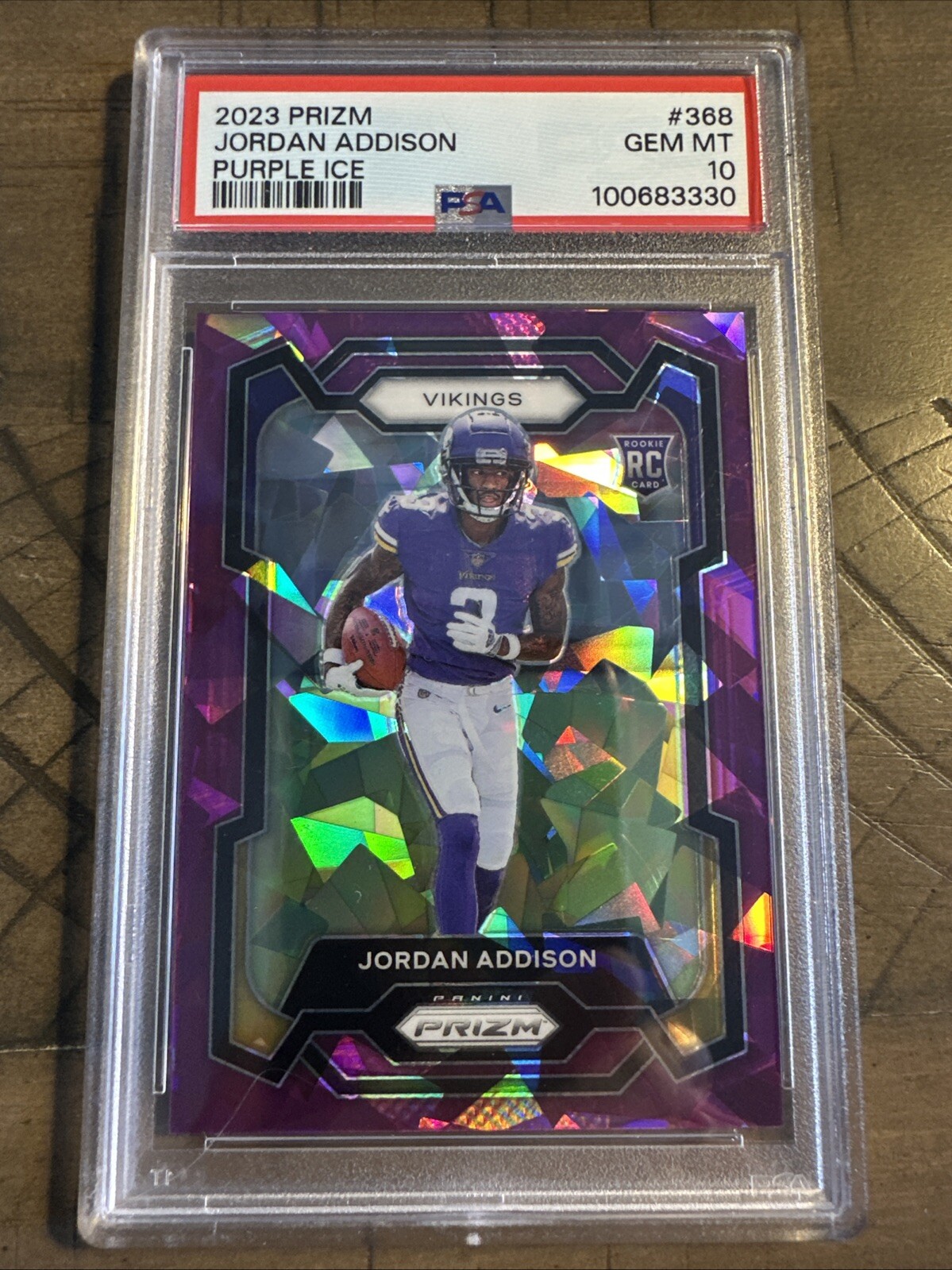 2023 Panini Prizm Purple Ice #368 Jordan Addison /225 PSA 10 Gem Mint