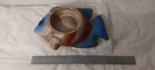 Set of 2 Glazed Tropical Blue, Brown, Tan, Fish Candle Holders,  - Afbeelding 20 van 20
