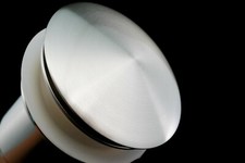 MODERN ROUND PUSH TOP POP-UP DRAIN IN BRUSHED NICKEL WITH NO OVERFLOW