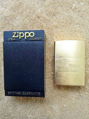 Zippo Lighter Solid Brass Dewar's White Label Whisky Rare
