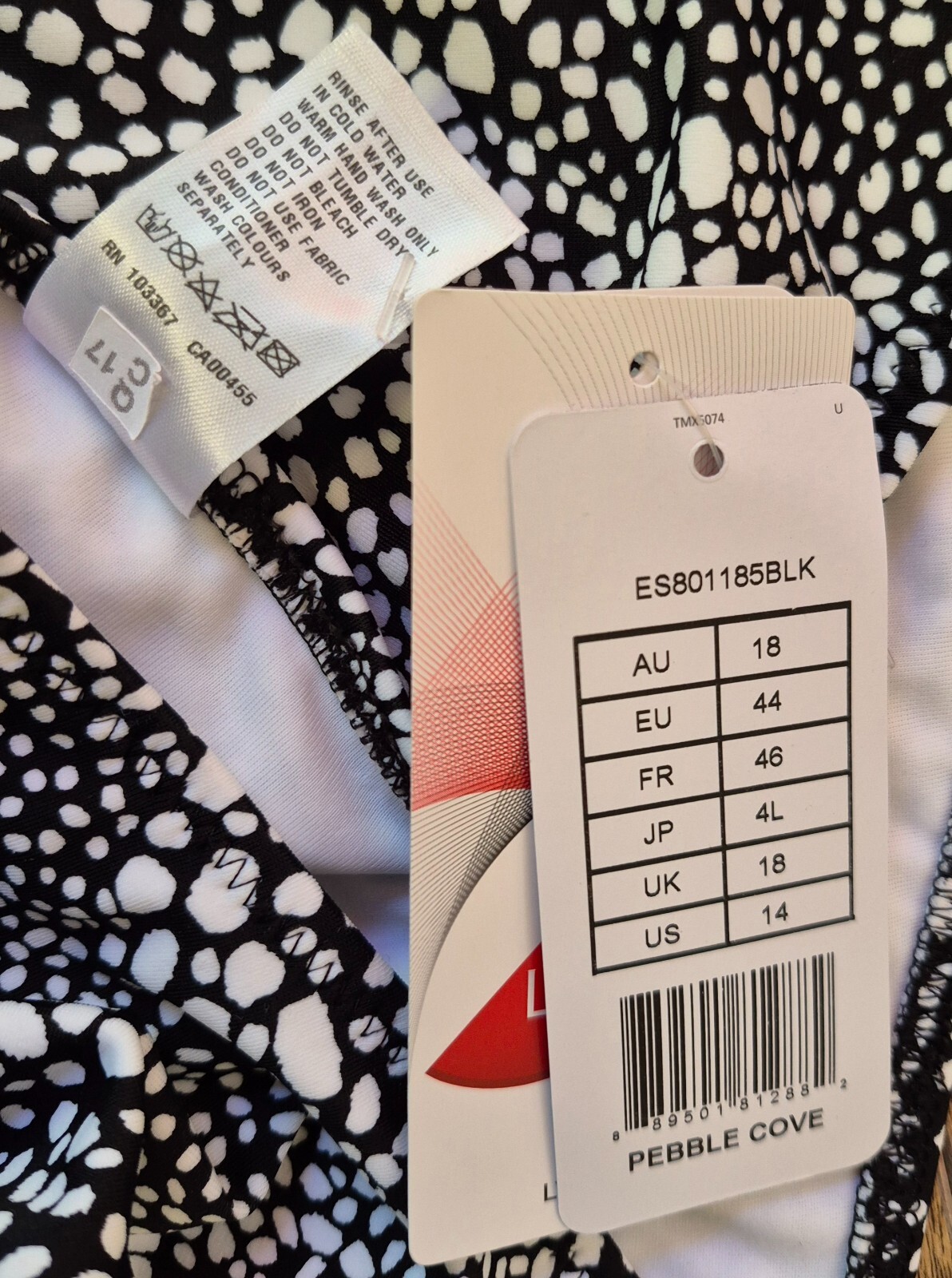 Elomi 'Pebble Cove' Bikini Bottoms Black/White UK 18 NWT image 5