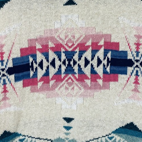 Chaps Denim Womens XL Short Sleeve Knit Crewneck Pullover Aztec Striped Sweater - Picture 2 of 13