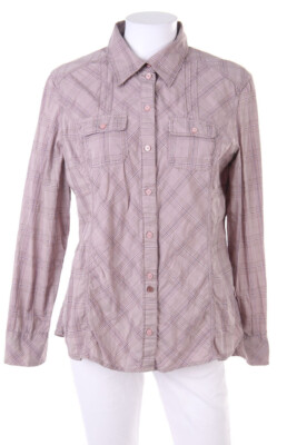 CECIL Shirt Blouse Checked Patch Pockets L light taupe