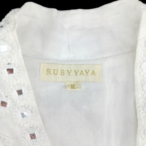 Ruby Yaya Women's White Long Sleeves Pleated/ Fringe Open-front Jacket Size M - Picture 5 of 15