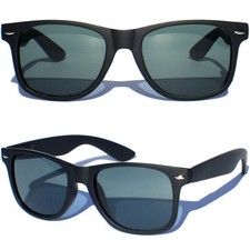 Glass Lens Matte Black Frame Classic Sunglasses Spring Hinge Retro 80s