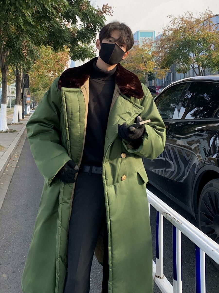 Men's Long Military Coat Winter Thickened Warm Cotton Coat Men's Long Military Coat Winter Thickened Warm Cotton Coat