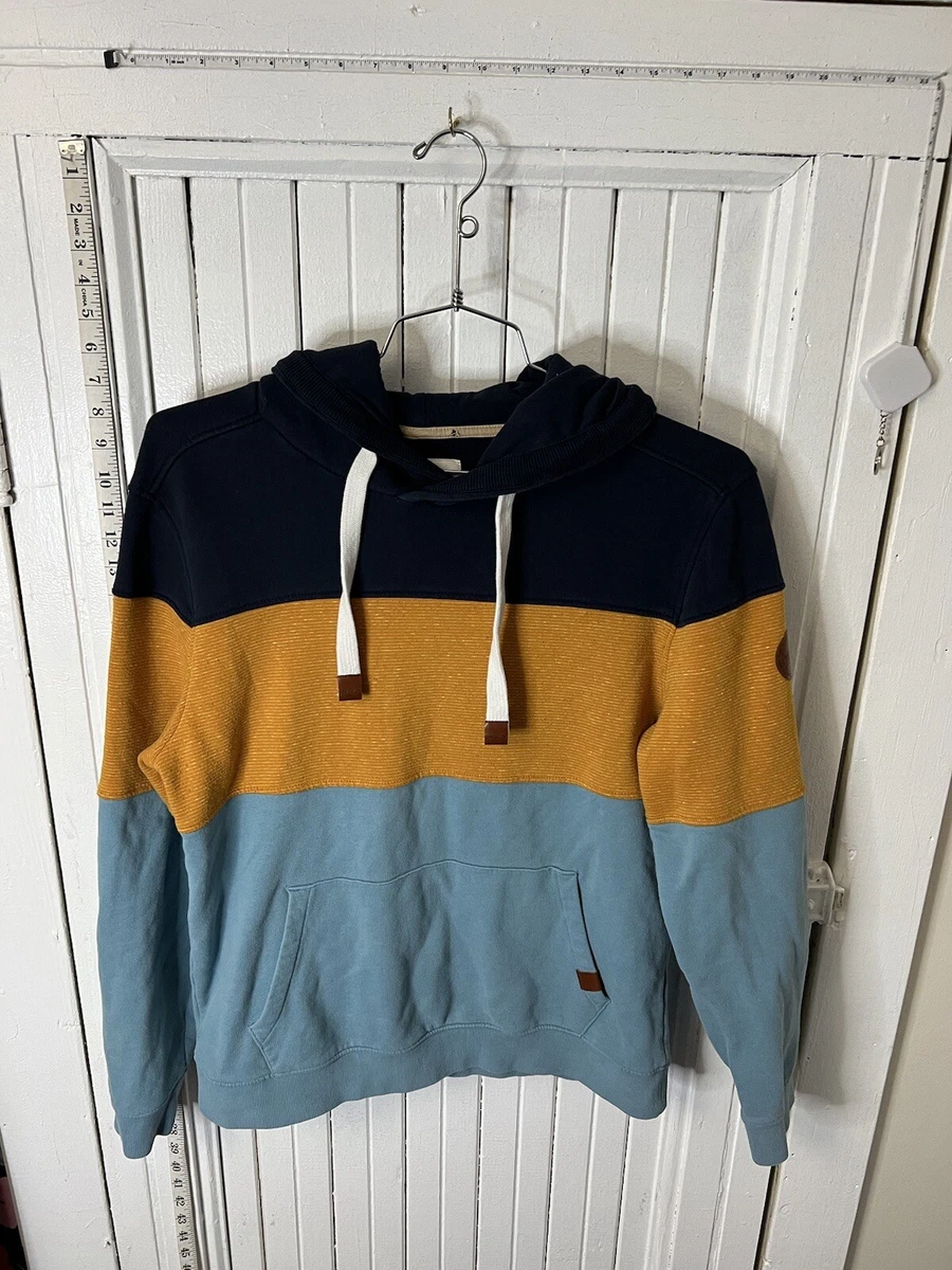 Tom Tailor mens xl hoodie color block blue yellow longsleeve jersey pullover