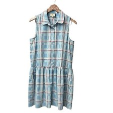 Tuckernuck Westport Trellis Sleeveless Hayes Shirt Dress Mini Blue Large L
