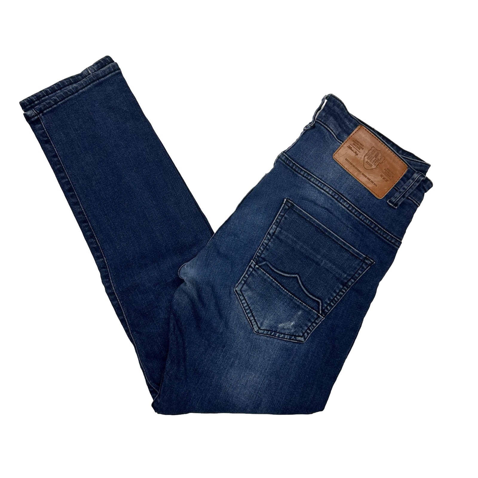 883 Police Moriarty Men's Denim Jeans Size 32 Dark Blue Slim Fit Button Fly