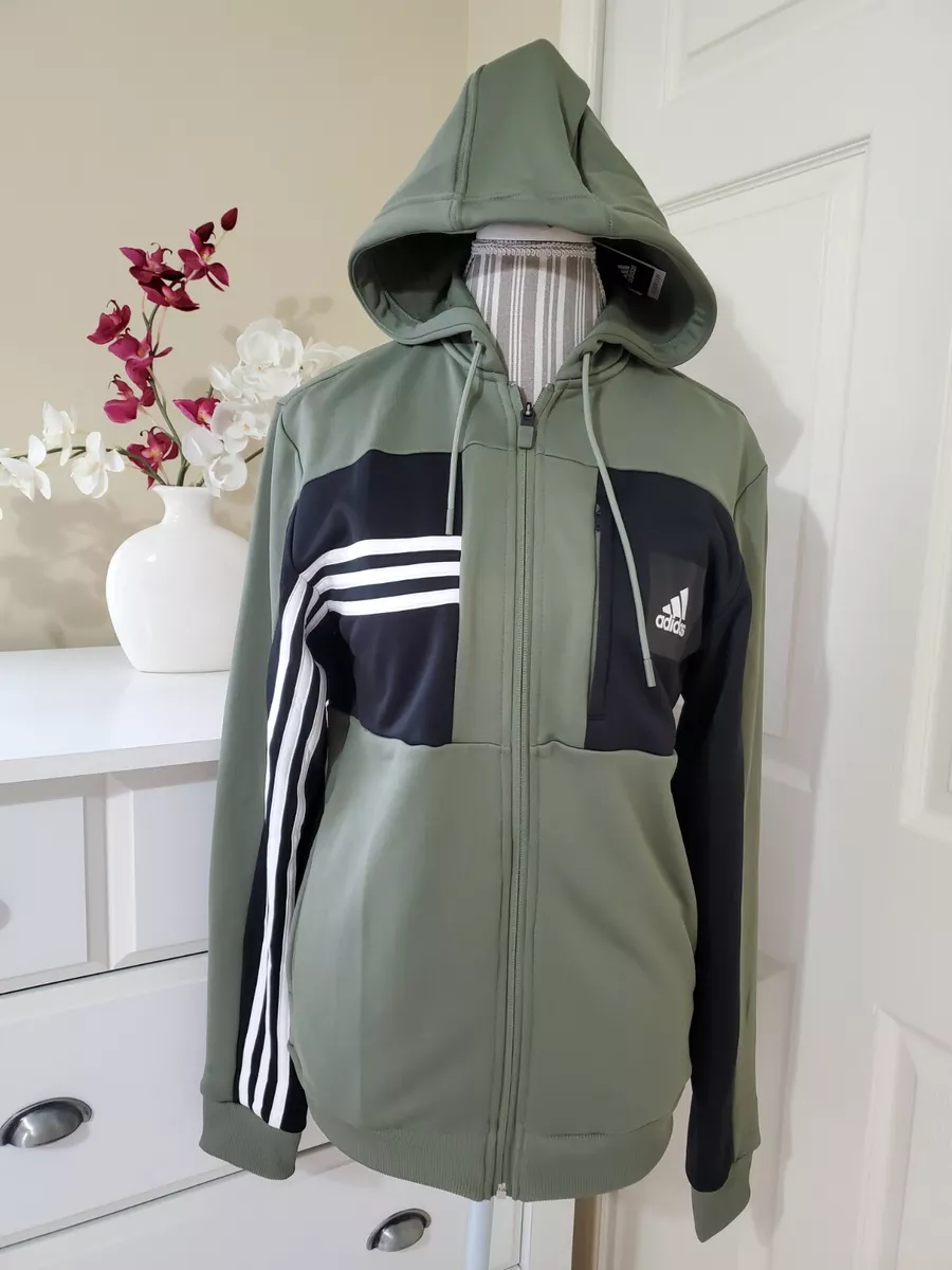 NWT $65 ADIDAS AEROREADY AXIS TECH FULL-ZIP HOODIE JACKET Legacy Green Mens  Sz.S