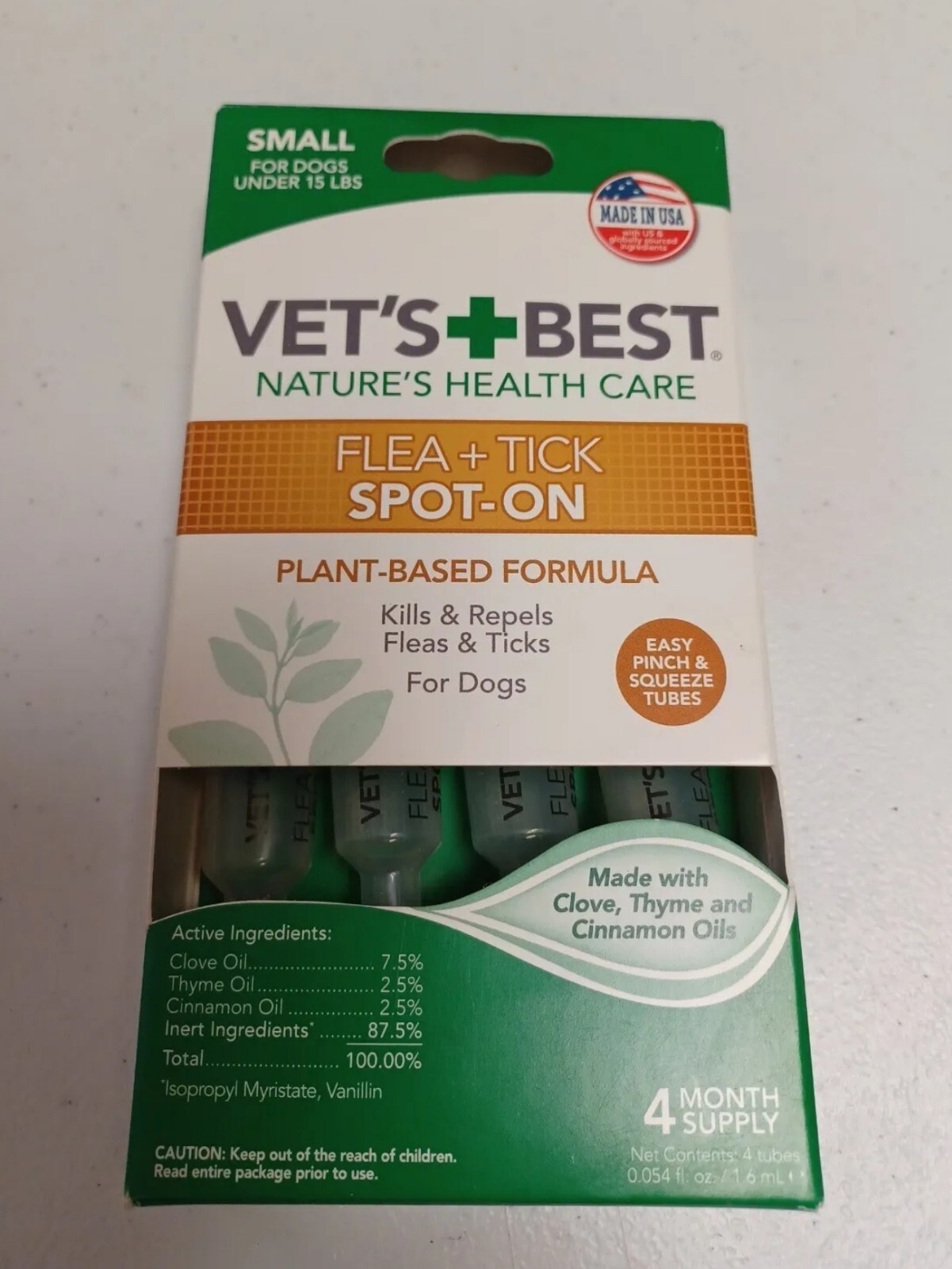 Vet's Best Plant-Based Spot-On Treatment for Dogs, Under 15 