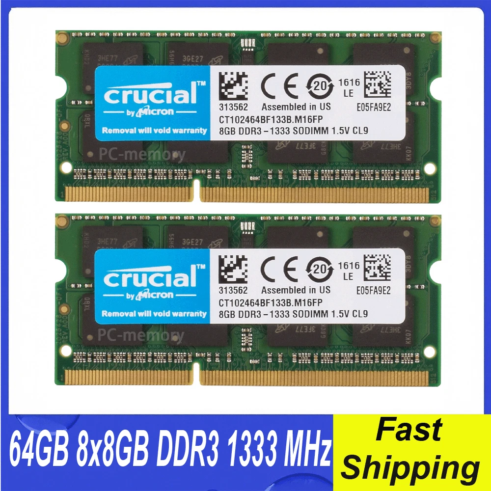 64 GB Total Capacity DDR3 SDRAM Computer Memory (RAM) 204 Pins for