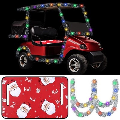 2 Pcs Christmas Golf Cart Decorations Christmas Golf Cart Seat Covers Silver ...