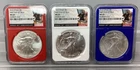 2016 American Silver Eagle - NGC - MS 69 - First Day Of Issue - Lot Of 3