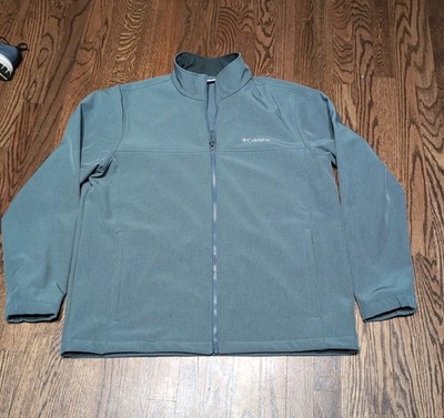 Columbia Jacket Mens XL Gray Full Zip Softshell Water/Rain Resistant Good Condit