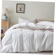 Cotton Duvet Cover Queen Size - 100 Washed Cotton Queen 90" 90" 02-off White