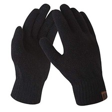 Women's Winter Touchscreen Wool Magic Gloves Warm Knit Fleece One Size Black