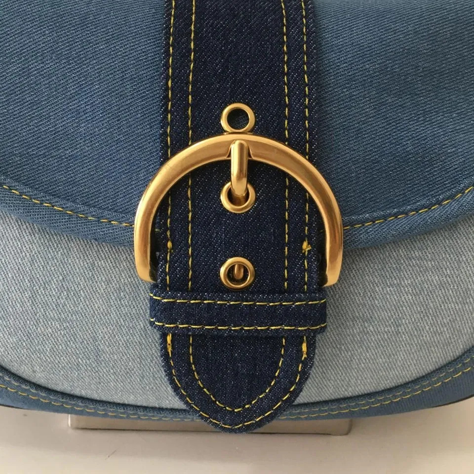 COACH Soho Shoulder Bag Upcycled Repurposed Denim Blue CR737