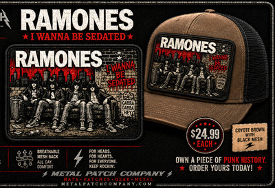 The Ramones I wanna Be Sedated Hat, Removeable Metal Patch, Snapback